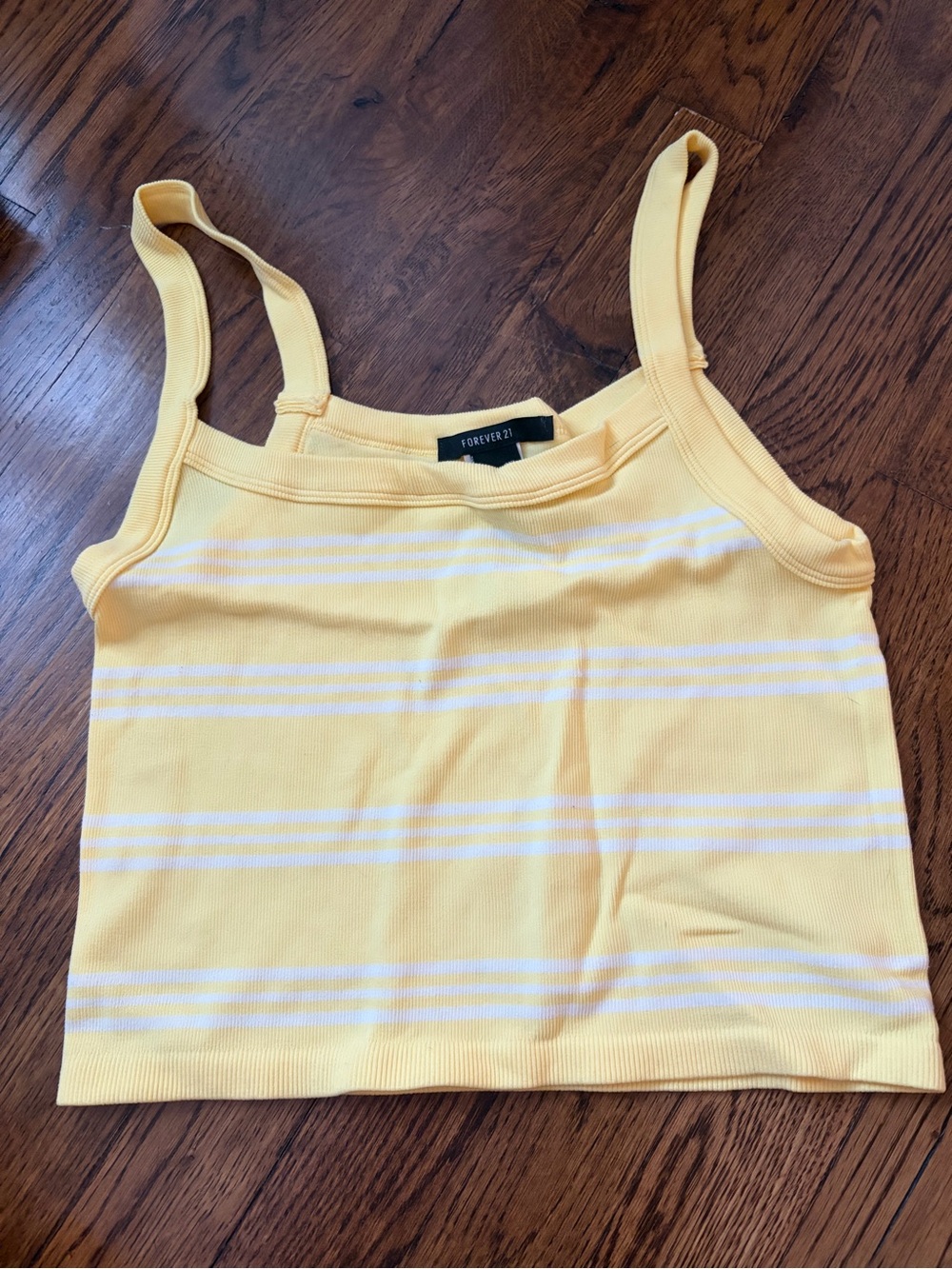 Forever 21 Yellow and White Striped Ribbed Tank